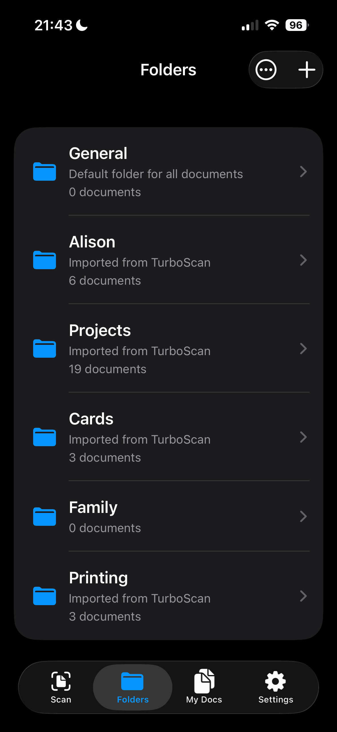 meScan backup and sharing screenshot